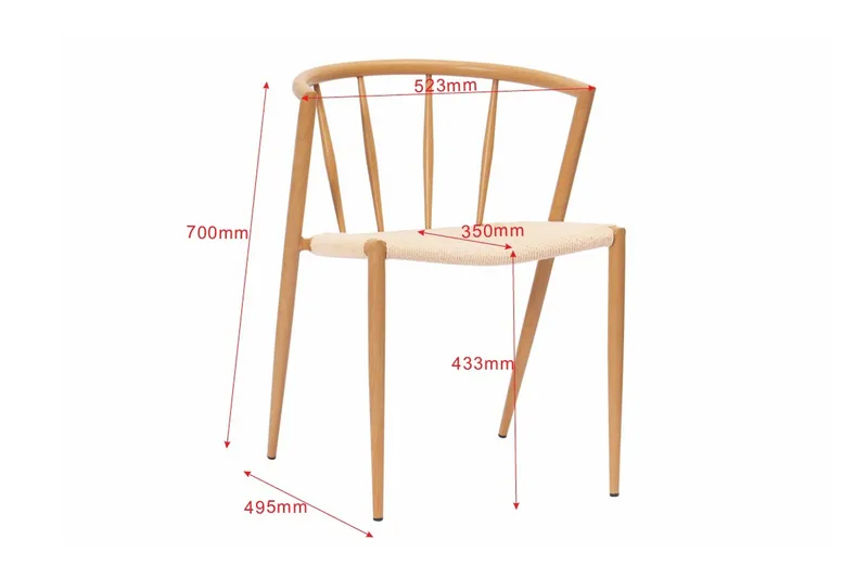 Winston Spisebordsstol & Køkkenstol med Rattanlook og Metalben med Egetræslook - Beige - Møbler - Stole & lænestole - Spisebordsstole & køkkenstole