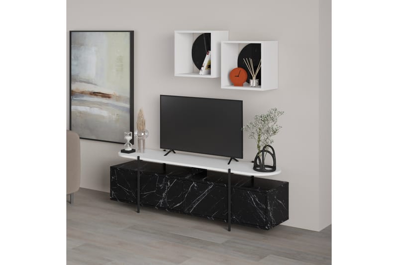 Hanley Tv-möbelset 160x35,6 cm Black/White - Møbler - TV borde & mediemøbler - Tv-møbelsæt