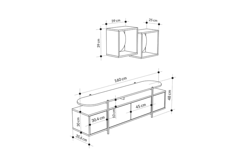 Hanley Tv-möbelset 160x35,6 cm Black/White - Møbler - TV borde & mediemøbler - Tv-møbelsæt