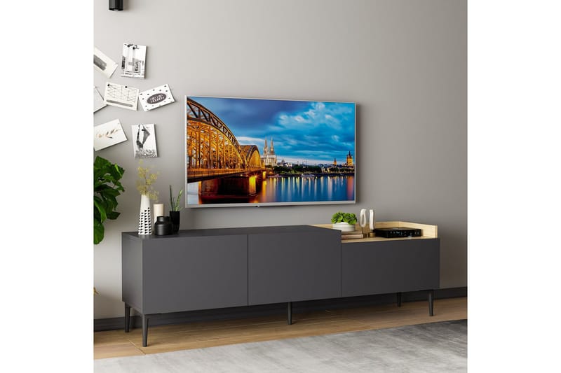 Mijara Tv-bænk 160x37 cm Sort - Hanah Home - Møbler - TV borde & mediemøbler - TV-borde
