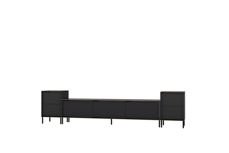 Imaj TV-møbelsystem 180x35 cm Sort - Hanah Home - Møbler - TV borde & mediemøbler - Tv-møbelsæt