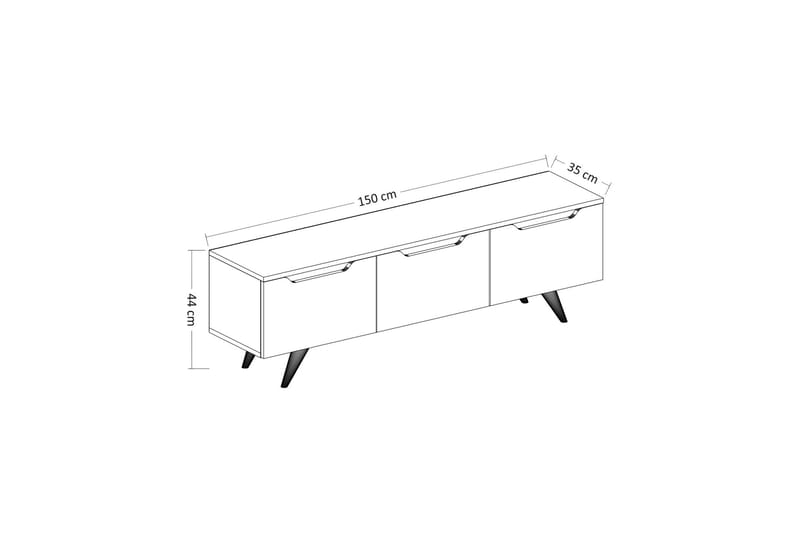 Babice Tv-bænk 150x35 cm Hvid/Brun - Hanah Home - Møbler - TV borde & mediemøbler - TV-borde