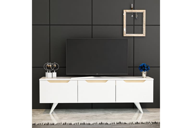 Babice Tv-bænk 150x35 cm Hvid/Brun - Hanah Home - Møbler - TV borde & mediemøbler - TV-borde