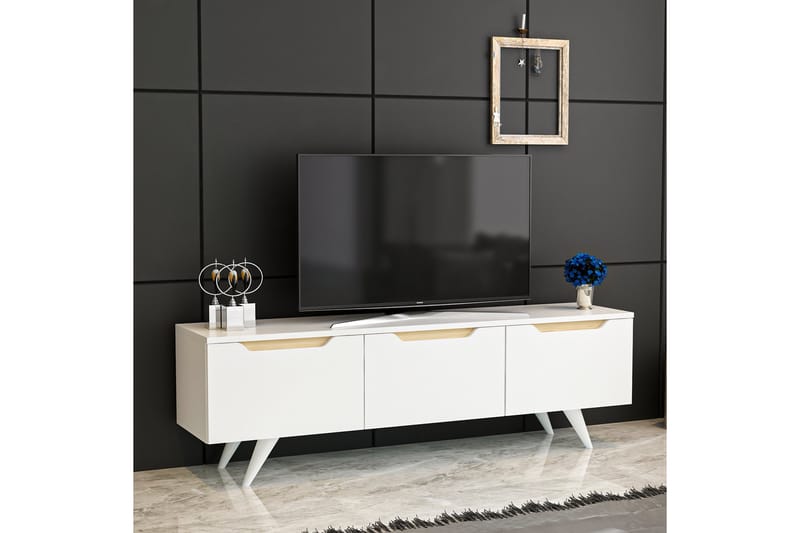 Babice Tv-bænk 150x35 cm Hvid/Brun - Hanah Home - Møbler - TV borde & mediemøbler - TV-borde