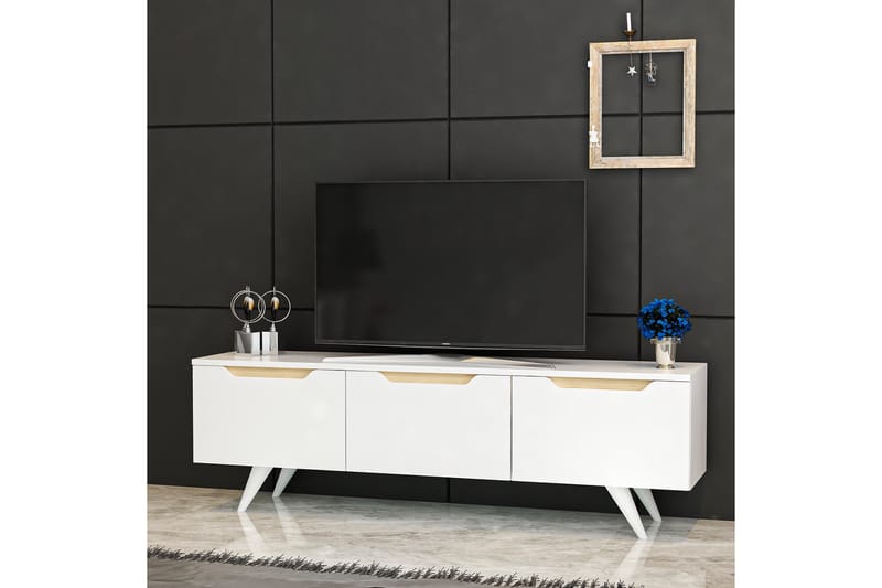 Babice Tv-bænk 150x35 cm Hvid/Brun - Hanah Home - Møbler - TV borde & mediemøbler - TV-borde