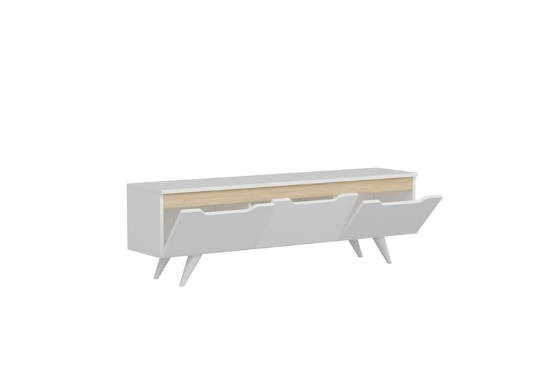 Babice Tv-bænk 150x35 cm Hvid/Brun - Hanah Home - Møbler - TV borde & mediemøbler - TV-borde