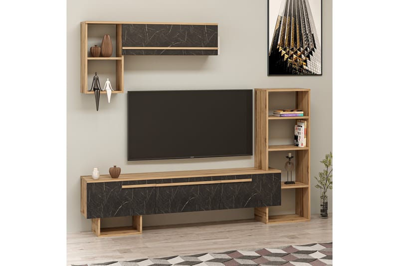 Mega Tv-møbelsæt 120x22 cm Brun/Sort - Hanah Home - Møbler - TV borde & mediemøbler - Tv-møbelsæt
