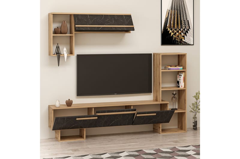 Mega Tv-møbelsæt 120x22 cm Brun/Sort - Hanah Home - Møbler - TV borde & mediemøbler - Tv-møbelsæt