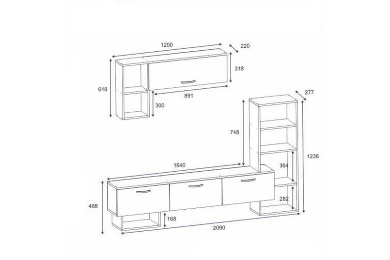 Mega Tv-møbelsæt 120x22 cm Brun/Sort - Hanah Home - Møbler - TV borde & mediemøbler - Tv-møbelsæt
