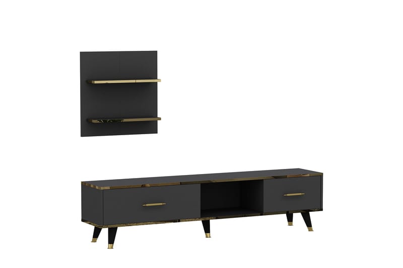 Rebelo Tv-møbelsæt 180x35 cm Sort - Hanah Home - Møbler - TV borde & mediemøbler - Tv-møbelsæt