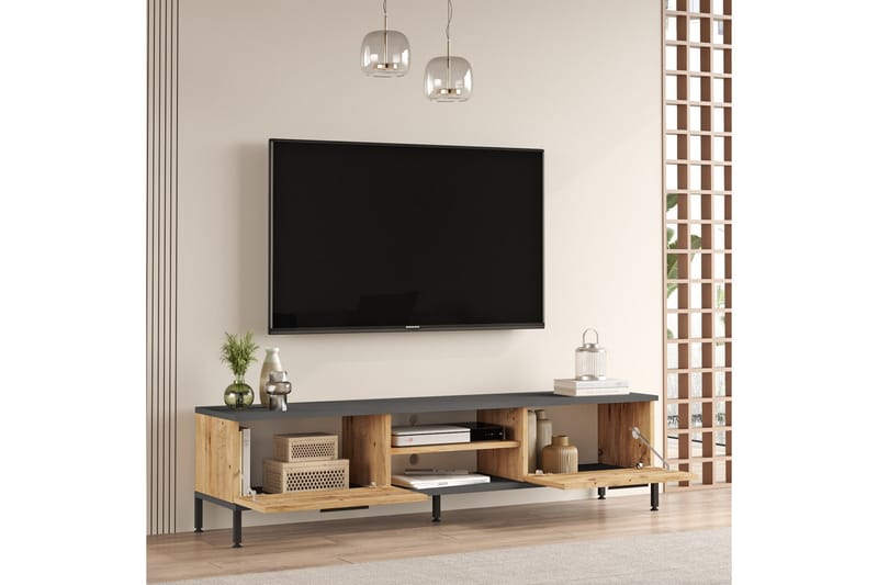 Jahida Tv-møbelsæt 160x35 cm Mørk Blå/Sort - Hanah Home - Møbler - TV borde & mediemøbler - Tv-møbelsæt
