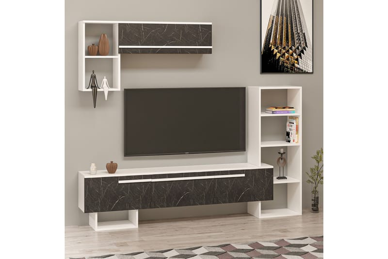 Mega Tv-møbelsæt 120x22 cm Hvid/Sort - Hanah Home - Møbler - TV borde & mediemøbler - Tv-møbelsæt