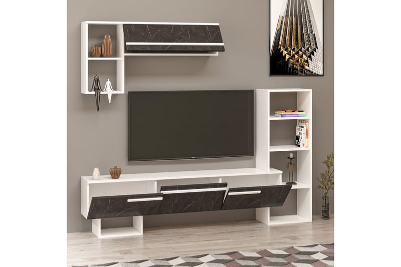 Mega Tv-møbelsæt 120x22 cm Hvid/Sort - Hanah Home - Møbler - TV borde & mediemøbler - Tv-møbelsæt