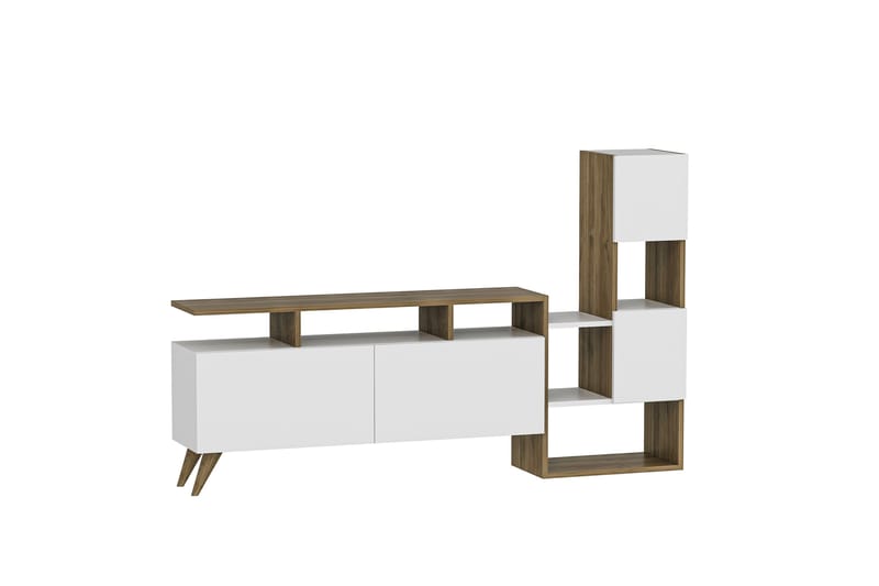 Showsley TV-møbelsystem 55,4x31,6 cm Hvit/Brun - Hanah Home - Møbler - TV borde & mediemøbler - Tv-møbelsæt