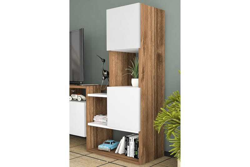 Showsley TV-møbelsystem 55,4x31,6 cm Hvit/Brun - Hanah Home - Møbler - TV borde & mediemøbler - Tv-møbelsæt