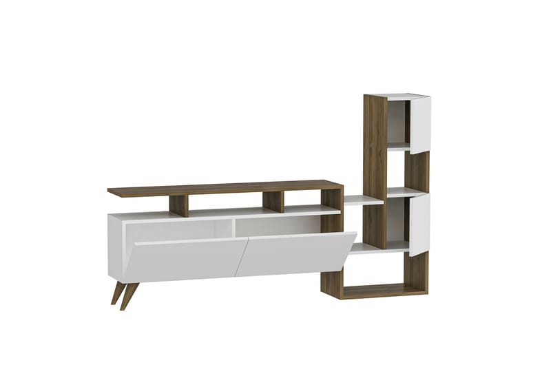 Showsley TV-møbelsystem 55,4x31,6 cm Hvit/Brun - Hanah Home - Møbler - TV borde & mediemøbler - Tv-møbelsæt