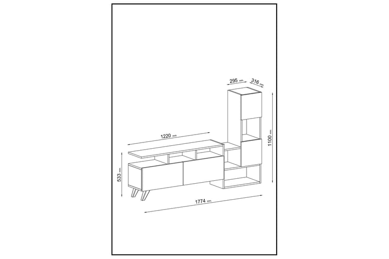 Showsley Tv-møbelsæt 55,4x31,6 cm Brun/Sort - Hanah Home - Møbler - TV borde & mediemøbler - Tv-møbelsæt