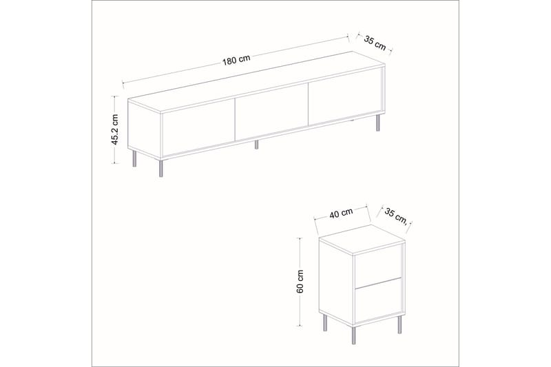 Imaj TV-møbelsystem 180x35 cm Sort - Hanah Home - Møbler - TV borde & mediemøbler - Tv-møbelsæt