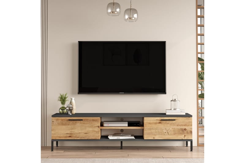 Jahida Tv-møbelsæt 160x35 cm Mørk Blå/Sort - Hanah Home - Møbler - TV borde & mediemøbler - Tv-møbelsæt