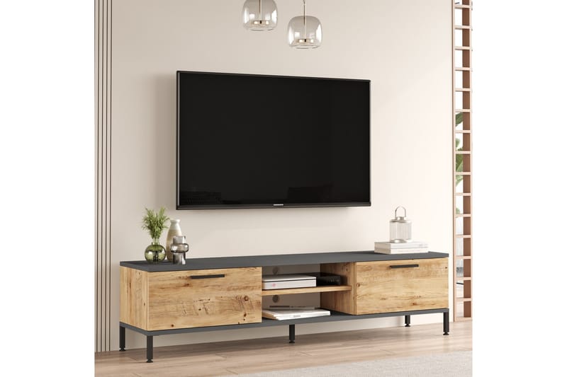 Jahida Tv-møbelsæt 160x35 cm Mørk Blå/Sort - Hanah Home - Møbler - TV borde & mediemøbler - Tv-møbelsæt