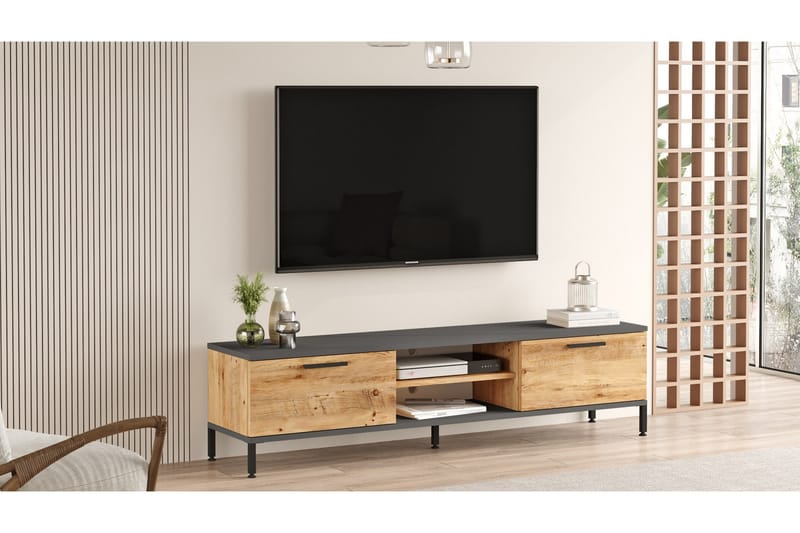 Jahida Tv-møbelsæt 160x35 cm Mørk Blå/Sort - Hanah Home - Møbler - TV borde & mediemøbler - Tv-møbelsæt