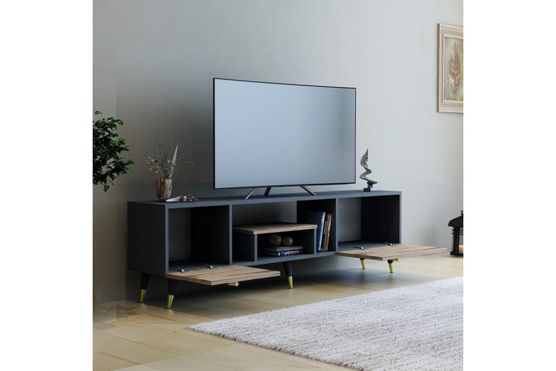 Irma Tv-bord 150x29,6 cm Brun/Sort - Hanah Home - Møbler - TV borde & mediemøbler - TV-borde