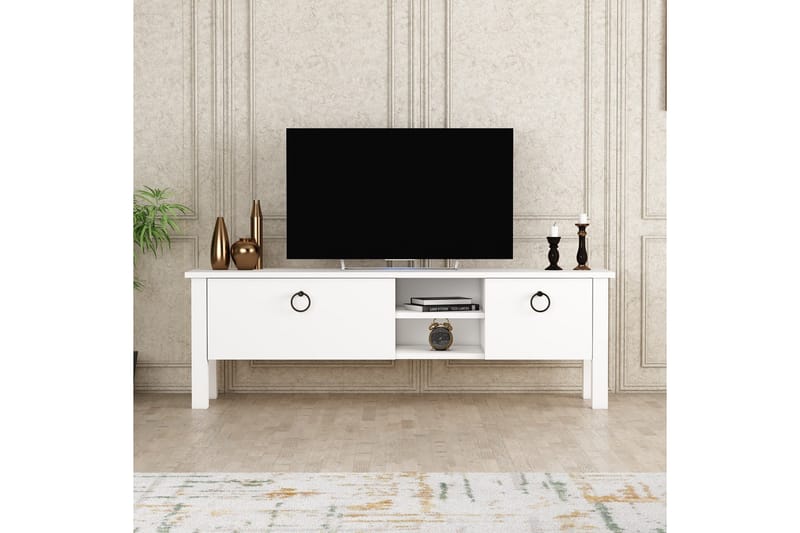 Perrenmies Tv-bænk 140x35 cm Hvid - Hanah Home - Møbler - TV borde & mediemøbler - TV-borde