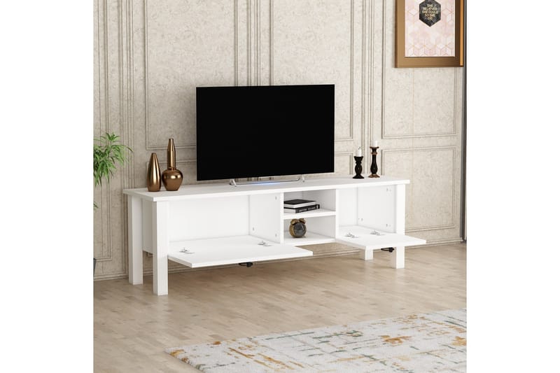 Perrenmies Tv-bænk 140x35 cm Hvid - Hanah Home - Møbler - TV borde & mediemøbler - TV-borde