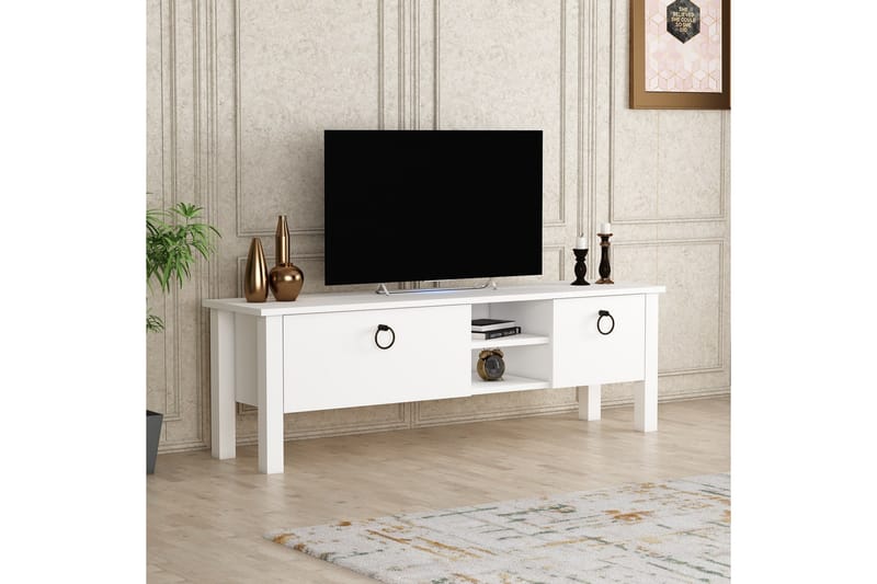Perrenmies Tv-bænk 140x35 cm Hvid - Hanah Home - Møbler - TV borde & mediemøbler - TV-borde