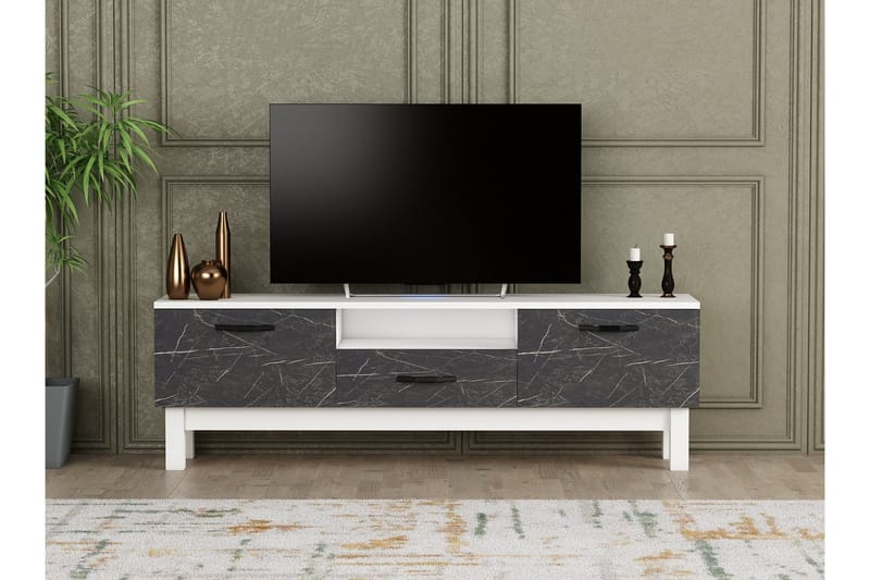 Suzi Tv-bord 150x35,3 cm Hvid/Sort - Hanah Home - Møbler - TV borde & mediemøbler - TV-borde