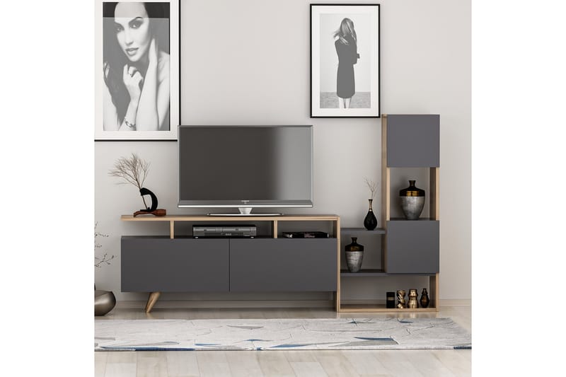 Showsley Tv-møbelsæt 55,4x31,6 cm Brun/Sort - Hanah Home - Møbler - TV borde & mediemøbler - Tv-møbelsæt