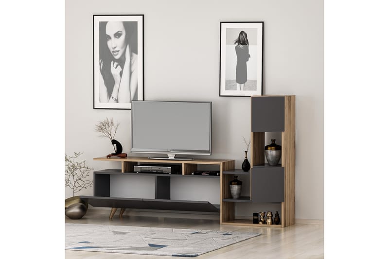 Showsley Tv-møbelsæt 55,4x31,6 cm Brun/Sort - Hanah Home - Møbler - TV borde & mediemøbler - Tv-møbelsæt