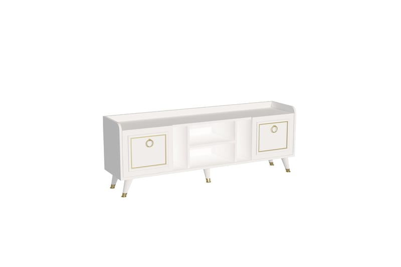 Irubhi TV-møbelsystem 150x35 cm Hvit/Gull - Hanah Home - Møbler - TV borde & mediemøbler - Tv-møbelsæt