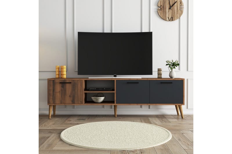 Essexa Tv-bord 180x35 cm Brun/Sort - Hanah Home - Møbler - TV borde & mediemøbler - TV-borde