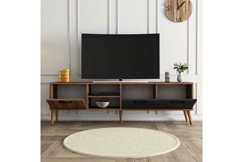 Essexa Tv-bord 180x35 cm Brun/Sort - Hanah Home - Møbler - TV borde & mediemøbler - TV-borde