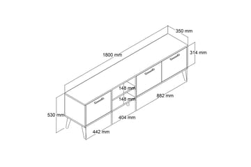 Essexa Tv-bord 180x35 cm Brun/Sort - Hanah Home - Møbler - TV borde & mediemøbler - TV-borde