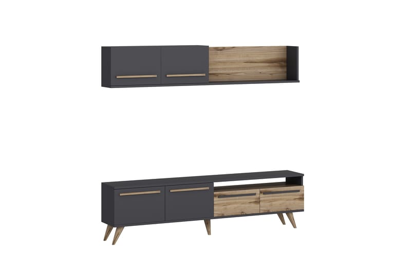 Mono Tv-møbelsæt 180x22 cm Brun/Sort - Hanah Home - Møbler - TV borde & mediemøbler - Tv-møbelsæt
