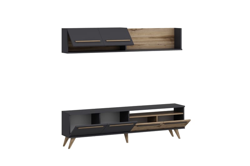 Mono Tv-møbelsæt 180x22 cm Brun/Sort - Hanah Home - Møbler - TV borde & mediemøbler - Tv-møbelsæt