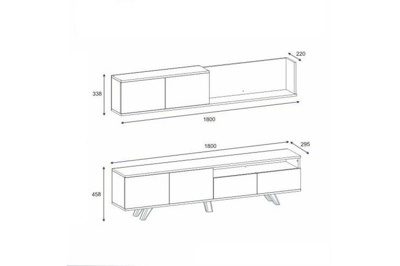 Mono Tv-møbelsæt 180x22 cm Brun/Sort - Hanah Home - Møbler - TV borde & mediemøbler - Tv-møbelsæt