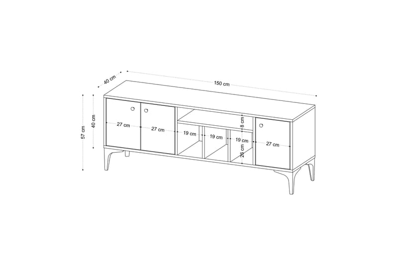 Luna Tv-bænk 150x40 cm Brun - Hanah Home - Møbler - TV borde & mediemøbler - TV-borde