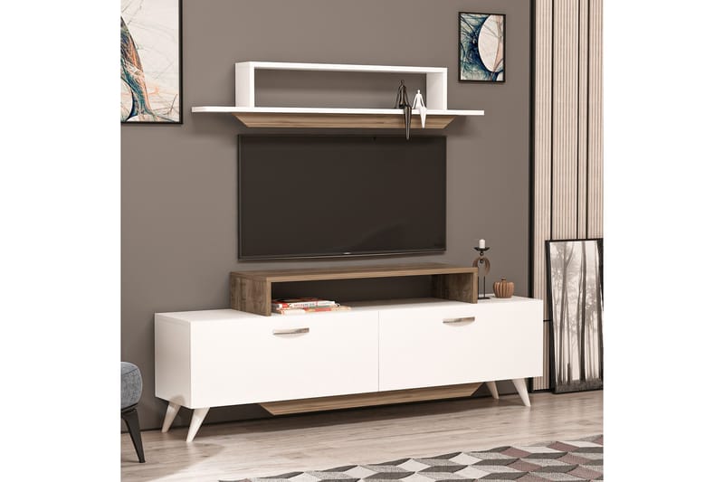 Fabrony Tv-møbelsæt 120x14,5 cm Hvid/Brun - Hanah Home - Møbler - TV borde & mediemøbler - Tv-møbelsæt