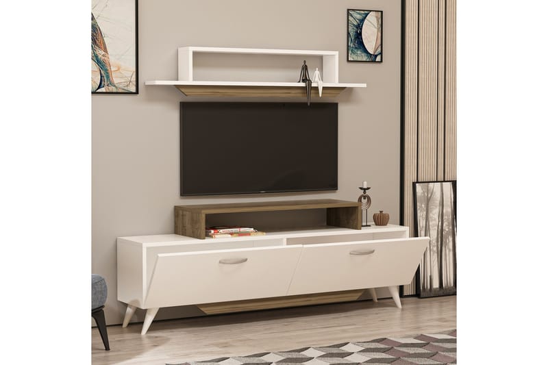 Fabrony Tv-møbelsæt 120x14,5 cm Hvid/Brun - Hanah Home - Møbler - TV borde & mediemøbler - Tv-møbels�æt