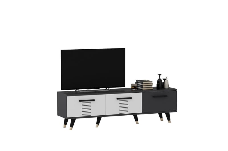 Asimo Tv-bænk 150x35 cm Sort/Hvid - Hanah Home - Møbler - TV borde & mediemøbler - TV-borde