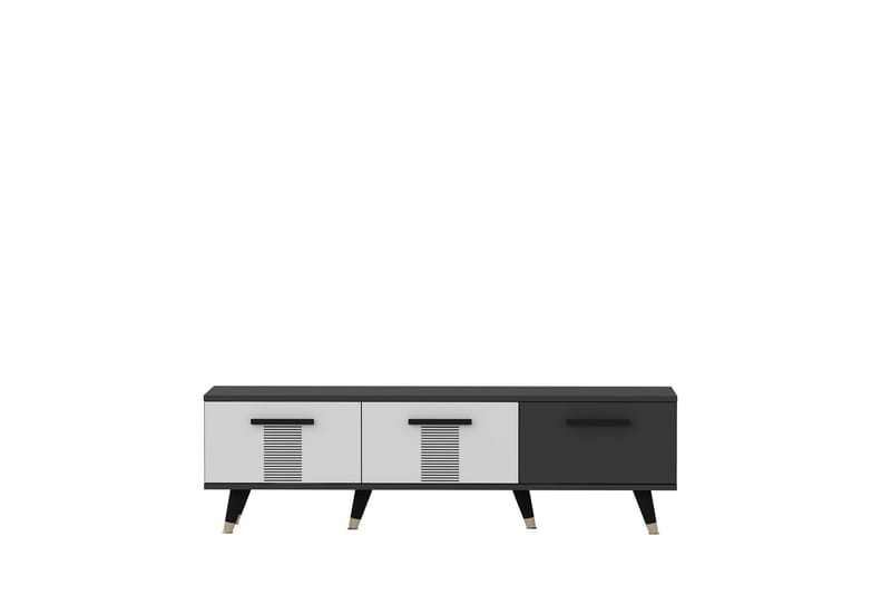 Asimo Tv-bænk 150x35 cm Sort/Hvid - Hanah Home - Møbler - TV borde & mediemøbler - TV-borde