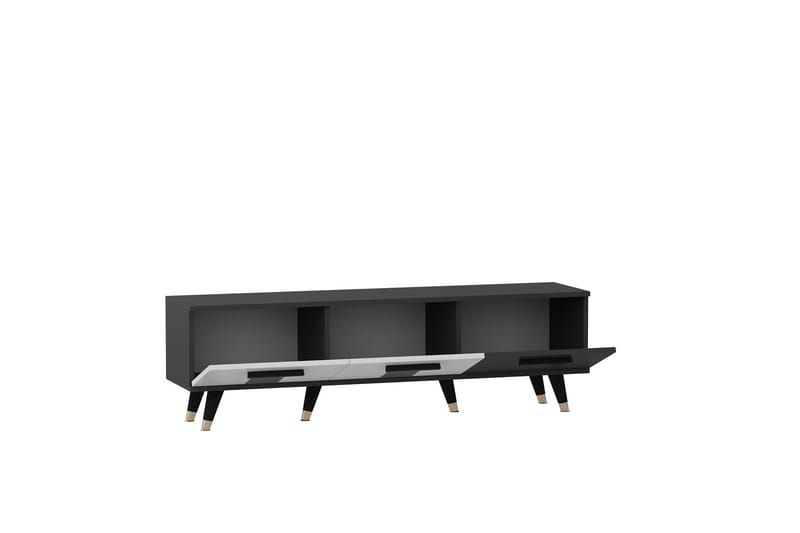 Asimo Tv-bænk 150x35 cm Sort/Hvid - Hanah Home - Møbler - TV borde & mediemøbler - TV-borde