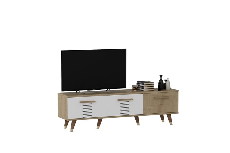 Asimo Tv-bænk 150x35 cm Brun/Hvid - Hanah Home - Møbler - TV borde & mediemøbler - TV-borde