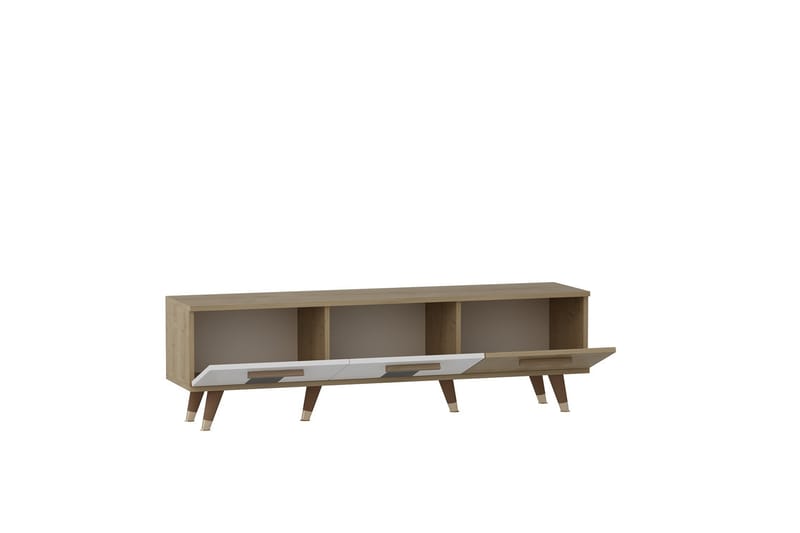Asimo Tv-bænk 150x35 cm Brun/Hvid - Hanah Home - Møbler - TV borde & mediemøbler - TV-borde