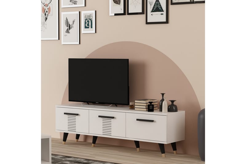 Asimo Tv-bord 150x35 cm Hvid - Hanah Home - Møbler - TV borde & mediemøbler - TV-borde