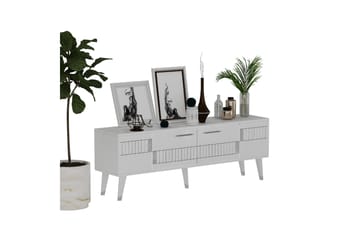 Moda Tv-bænk 150x35 cm Hvid/Sølv - Hanah Home - Møbler - TV borde & mediemøbler - TV-borde