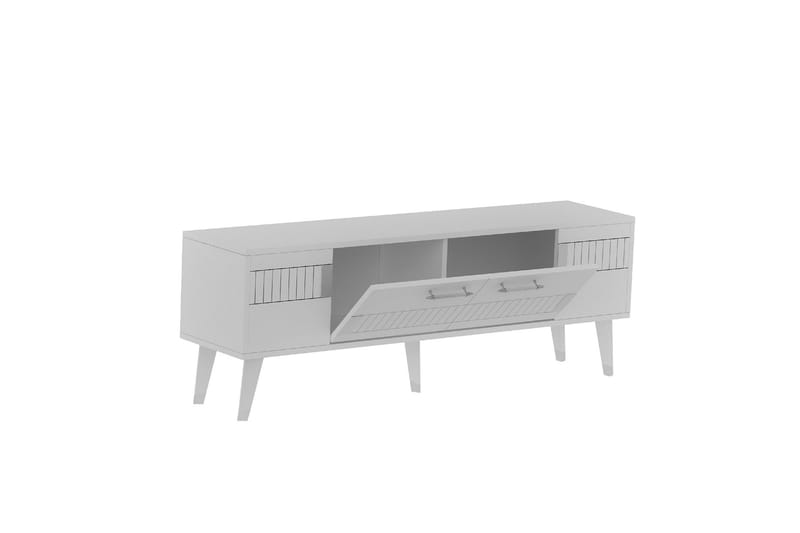Moda Tv-bænk 150x35 cm Hvid/Sølv - Hanah Home - Møbler - TV borde & mediemøbler - TV-borde